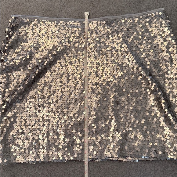 NWT Woman's Express Sequin Silver Mini Skirt. - Picture 6 of 6